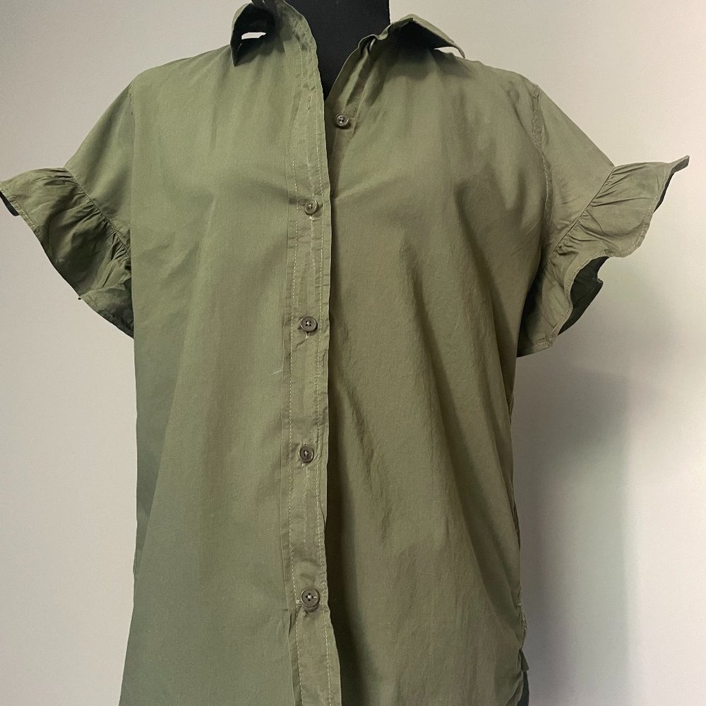 JCrew Size 4 Olive Button Down Shirt